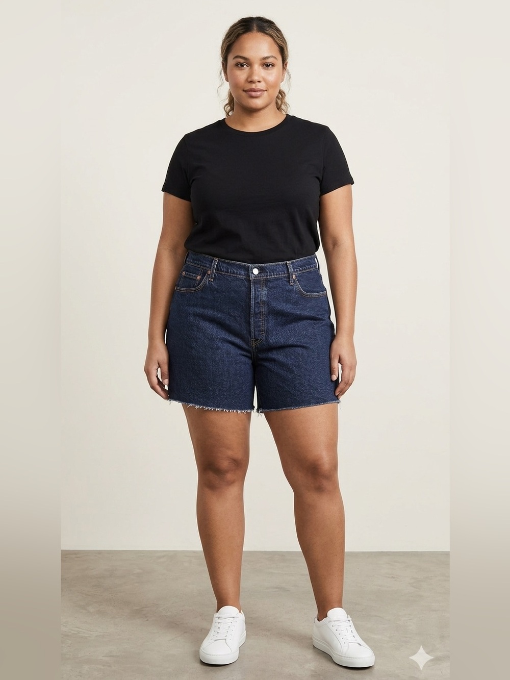 Levi’s 501 Original Fit High Rise Raw Hem Denim Shorts Dark Wash NWT Sz 24